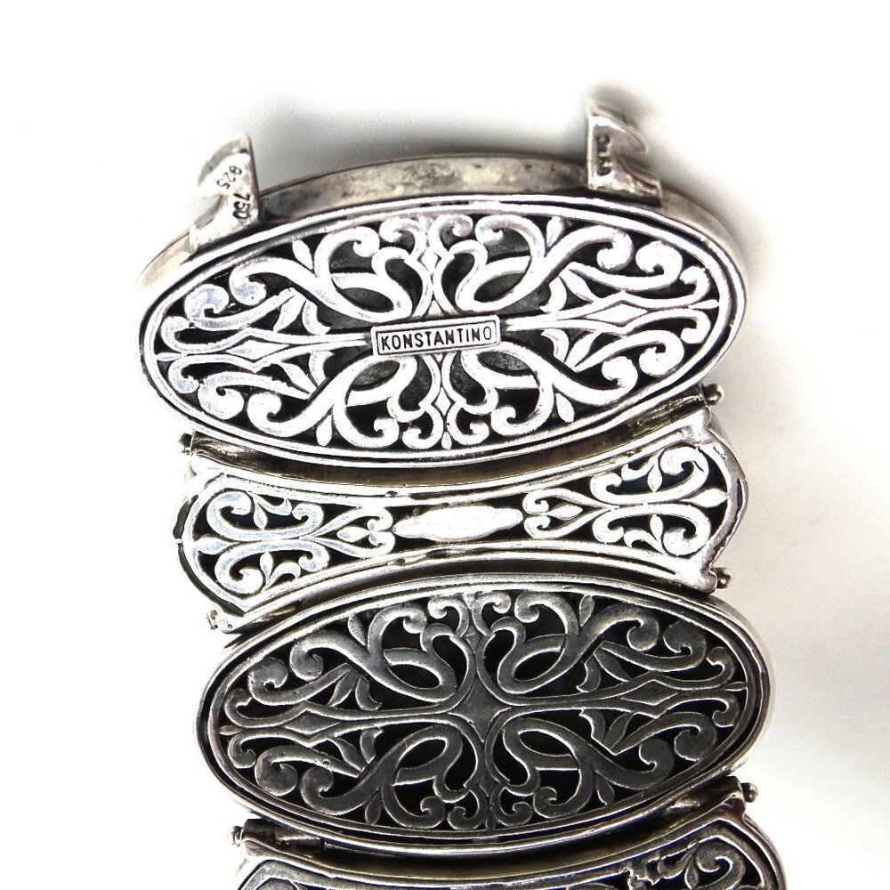 KONSTANTINO Sterling Silver 18K Gold Turquoise Wide Bangle Bracelet 149 Grams - Picture 10 of 15